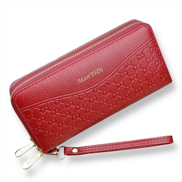 

women double zipper long wallet 2019 fashion designer ladies purse big capacity female clutch wallets for phone money card coin, Red;black