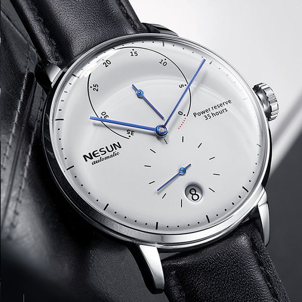 

wristwatches nesun men's watch fashion casual automatic mechanical sapphire waterproof date business simple sports watches, Slivery;brown