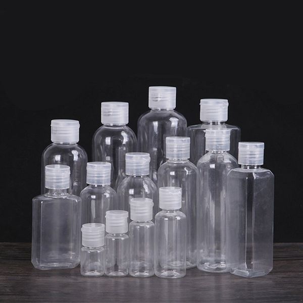 10 20 30 50 60 ml Plastikflaschen, klare PET-Quetschflasche mit Klappdeckel, 60 ml nachfüllbare leere Flaschenbehälter für Handwäsche, Lotion