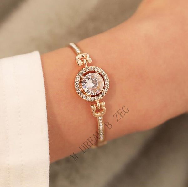 

Top Quality Diamond Jewelry Women Bracelets Alloy Bracelet Pave Silver Rose Gold Tone Charms Bangle Jewelry With Fast Shippin