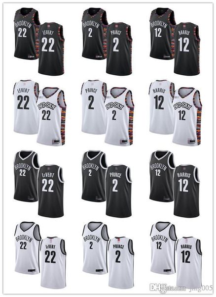 

mens womens youth brooklyn nets 22 caris levert 12 joe harris 2 taurean prince black white gray custom basketball jerseys, Black;red