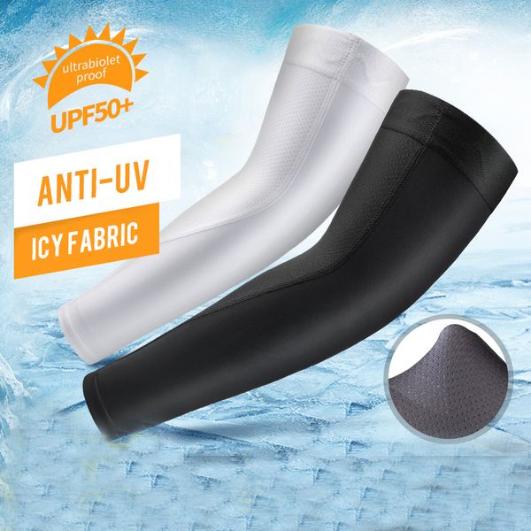 

elbow & knee pads professional ice silk arm sleeves sun uv protection cycling gaming warmers white fishing basbeatball golf, Black;gray