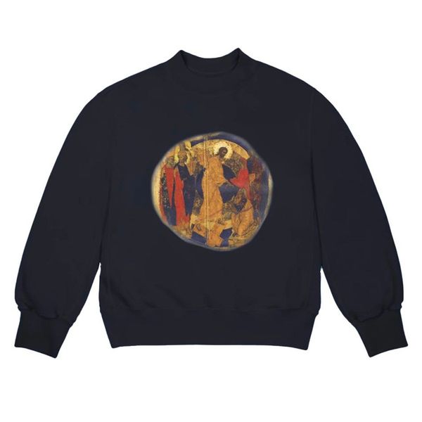 

man designers clothes 2020 20fw oil painting religious portrait sweatshirt long sleeve spring autumn crewneck pullover men women, Black
