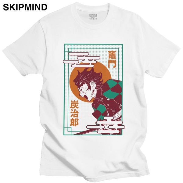 

kawaii demon slayer kimetsu no yaiba tshirt men crew neck short sleeved tanjiro kamado summer t-shirt cotton slim fit tee