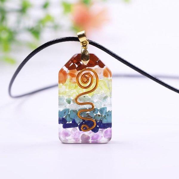 

7 chakra stones chips orgone energy pendant natural crystal healing geometric shape pendant necklace wholesale, Silver