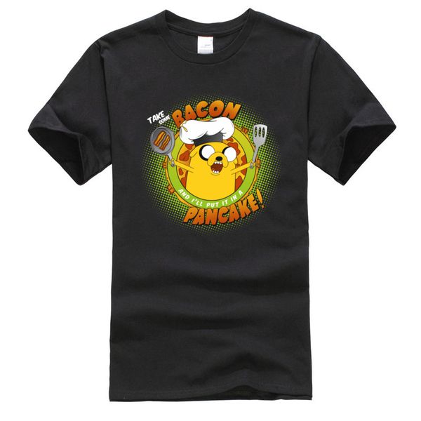 

finn jake блины chef tshirts adventure time бекон блины песни anime новое прибытие смешные топы тенниска печати 100% хлопок