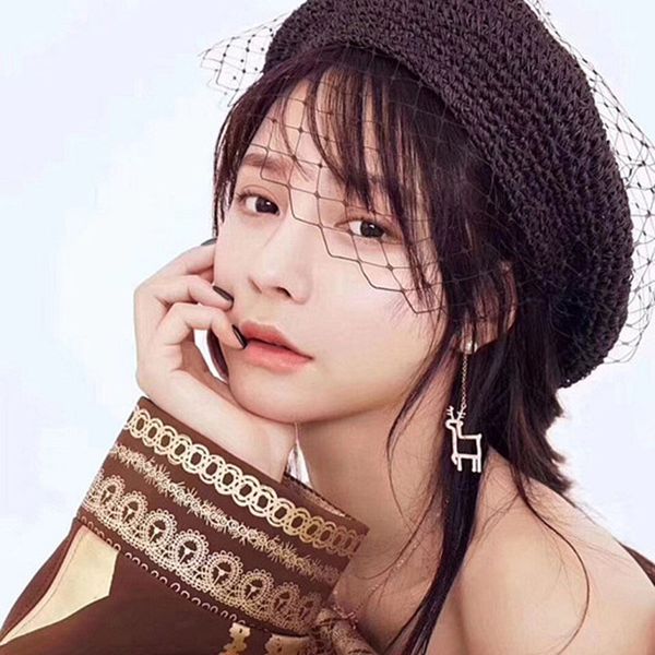 

berets 2021 arrive elegant retro mesh beilei straw hat women's fashion woven spring and summer travel versatile painter's, Blue;gray