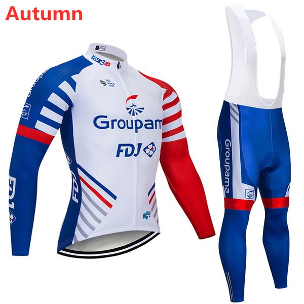 

tour de france 2020 pro team fdj autumn cycling jersey kit men/women long sleeve cycling clothing bib pants kit ropa ciclismo, Black;red
