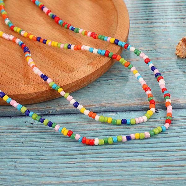 

bohemian ручной работы бусы choker ожерелье boho цвета конфеты семенной ожерелье из бисера способа женщин ожерелья ювелирных изделий, Golden;silver