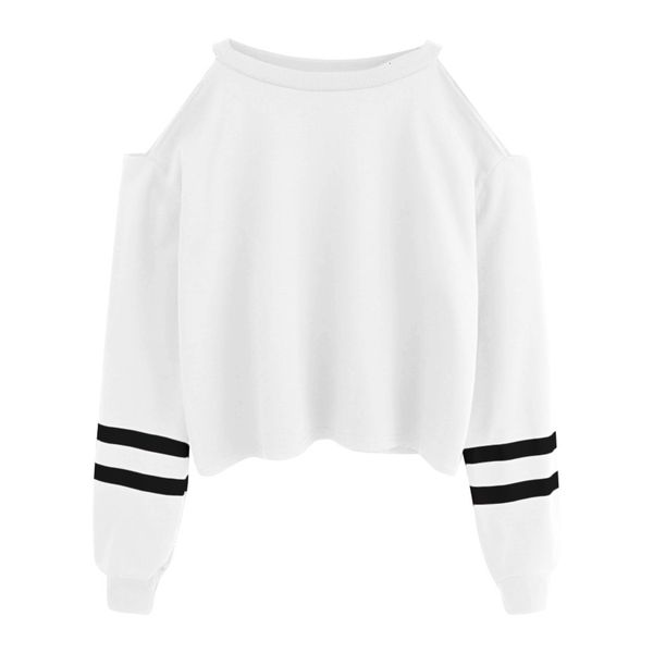 

home&nest new sweatshirts female striped crop sweatshirt hoodies women long sleeves hoody for women autumn spring pullover, Black