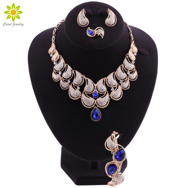 

2020 african jewelry set dubai gold color jewelry sets for women water drop wedding jewellery set bridal costume jewelery, Silver