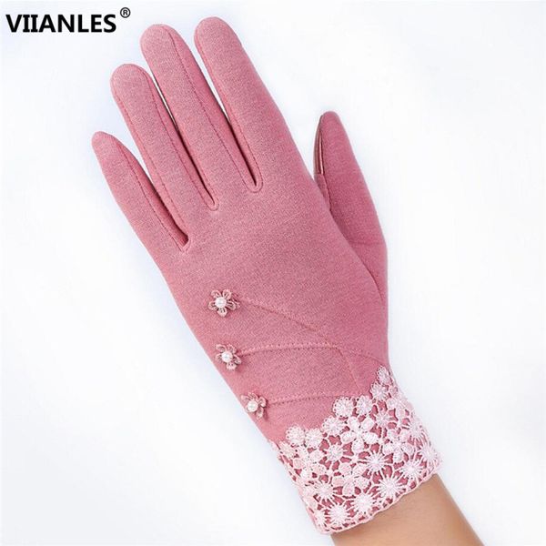 

full finger gloves winter mittens women lace cashmere fashion keep warm warm wind protect hands comfortable ski gloves, Blue;gray