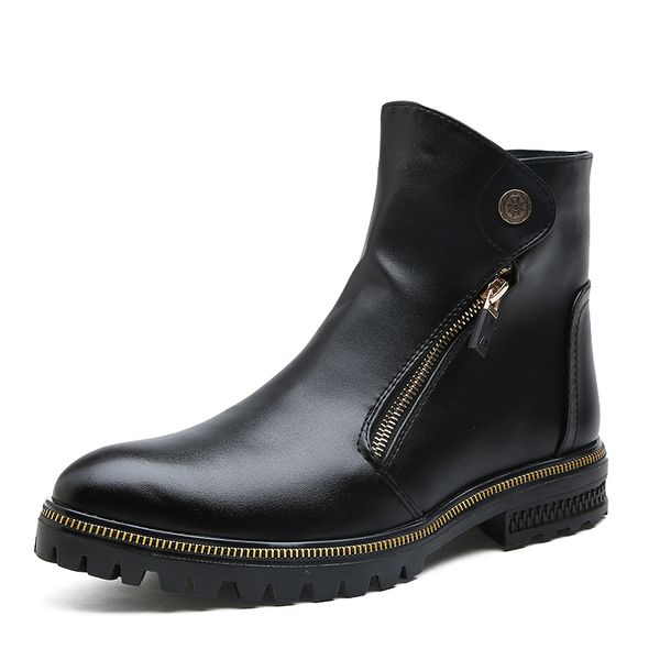 

мужчины winter boots мода zip мужских подогреть ботильоны открытых кроссовки противоскользящей zapatos hombre botas 2020, Black
