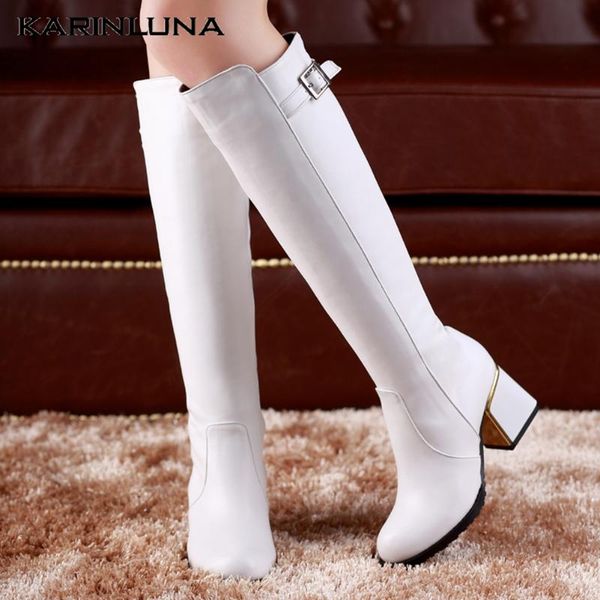 

karin new square heels wholesale plus size 50 autumn winter shoes knee high boots riding boot women, Black