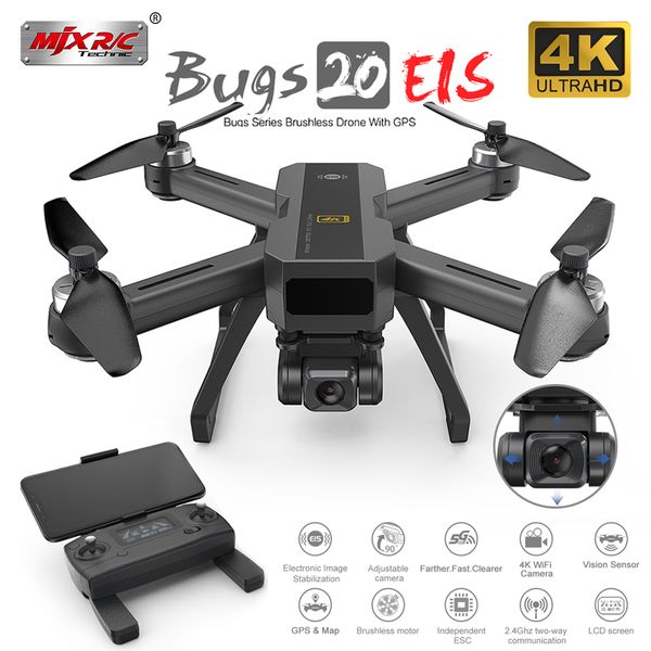 

drones mjx b20 eis electronic image stabilization professional camera real 4k video brushless motor gps 5g wifi fpv rc dron quadcopter