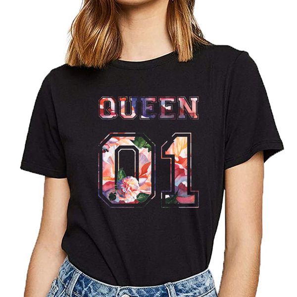 

t shirt women 01 king and queen comic inscriptions custom female tshirt