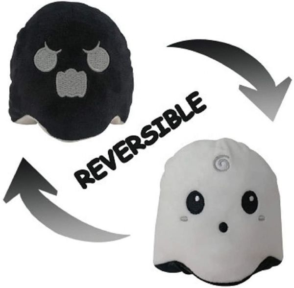 

reversibles plush toy halloween cute doubles sided reversible ghost eye luminous ghost mood plush doll plush flip black