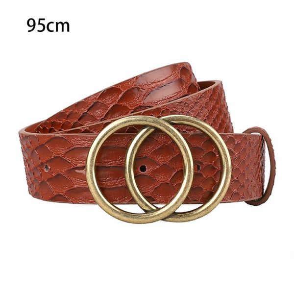 

women leather belt coarse easy to use space saving adjustable snakeskin pattern casual gift faux daily double o-ring lightweight, Black;brown