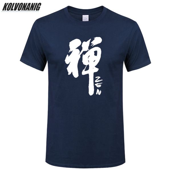 

2019 new chinese calligraphy zen word print men's o-neck short sleeve casual t-shirt high-quality china culture street tees top