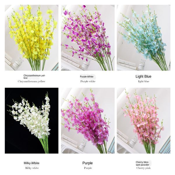 

artificial flowers dancing orchid yellow fake flowers wedding home decoration phalaenopsis bouquet silk flower ornaments