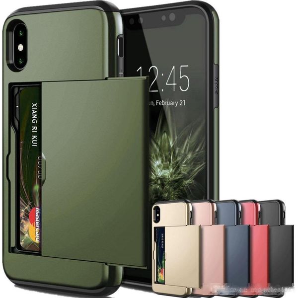 

armor slide card case for iphone 11 pro max x xs max xr 7 8 card cardholder cover for iphone 7 8 plus xr x case for iphone 6 6s phone funda