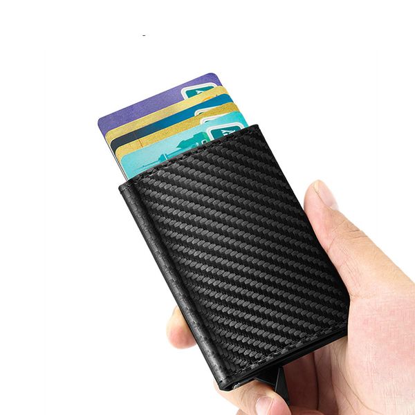

carbon fiber wallets men rfid card holder slim wallet magic trifold leather thin mini wallet small money bag purse vallet, Red;black