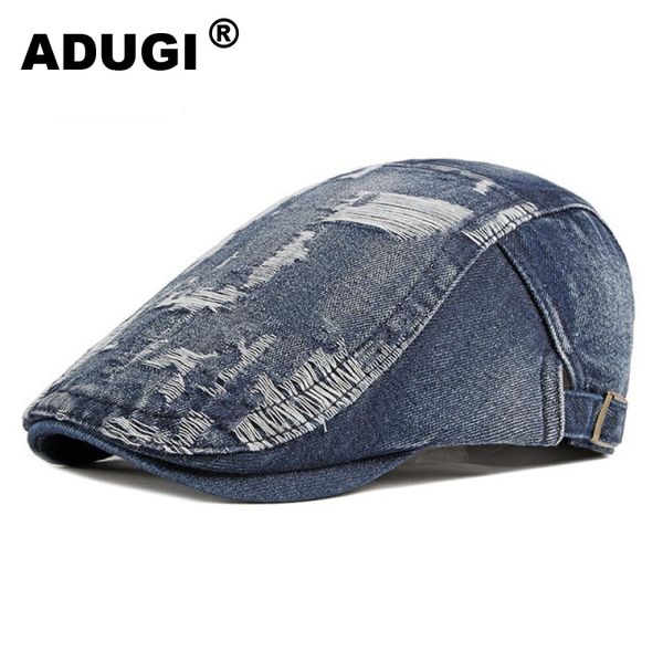 

berets adugi spring summer autumn denim beret korean version simple fashion washed old caps ladies national wind forward hat, Blue;gray