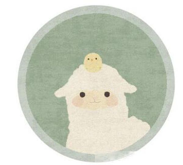 

nordic cartoon animal round carpet cute sheep koala floor mat area rug colorful non-slip play mat for bedside home decor