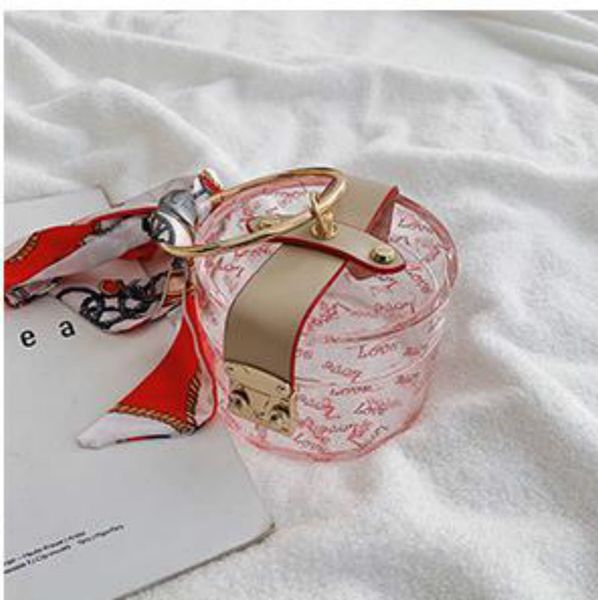 

transparent handbags 2020 new fashion scarf wild handbag retro small round bag