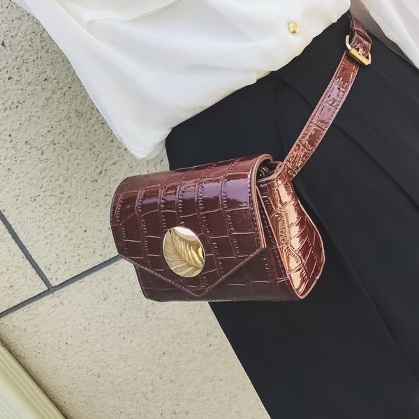

women waist pack bag crocodile leather belt bag fanny vintage waist packs shoulder pu female chest messenger bags
