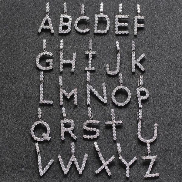 

initial tennis letter pendant necklaces for women men gold silver color hip hop jewelry for women with stainless steel chain