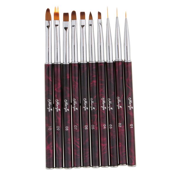 

10 pieces portable nail art liner brush uv gel painting nail brush pen set stainless steel handle