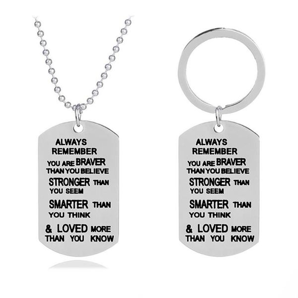 

pendant necklace stainless steel cool jewelry lettering keychains, Silver