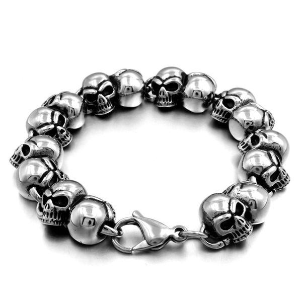 

skull man couple bracelet titanium steel stainless steel bracelet punk hip hop man, Black