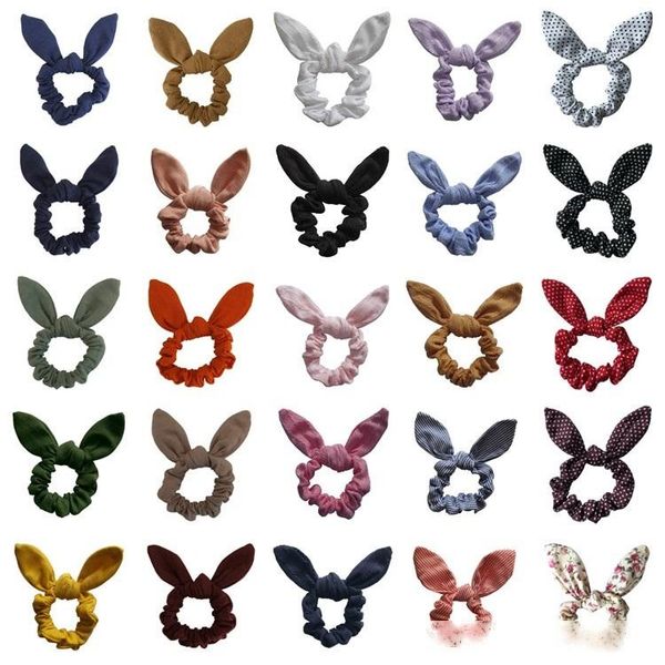 

new 53style headbands plaid rabbit ear floral cloth leopard dot ponytail holder hairbands girl elastic knot bow hair bands t2c5194