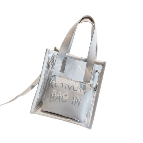 

fashion women transparent bag clear pvc small tote messenger bags holographic shoulder bag female lady handbag girls satchel
