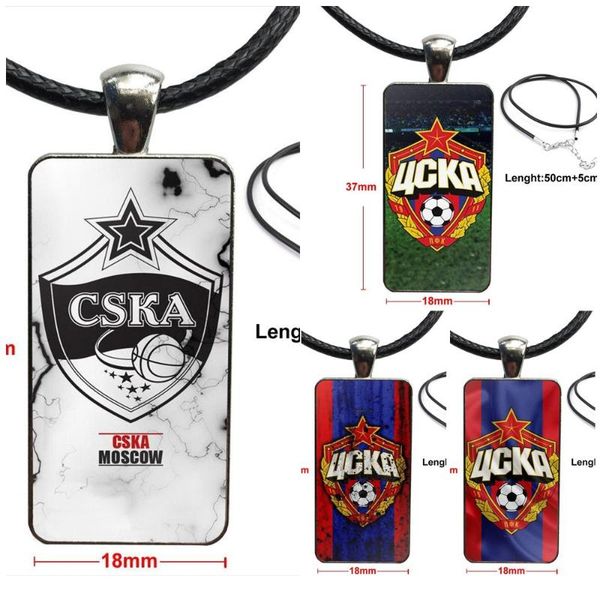 

for women men party steel color glass cabochon with rectangle shaped pendant choker necklace cska moscow, Silver