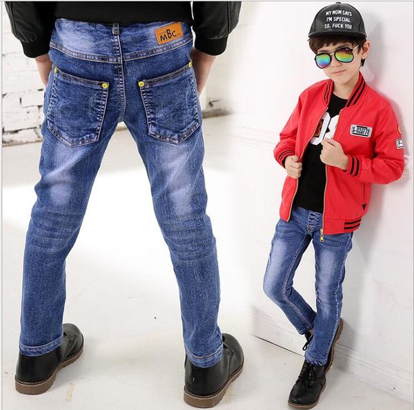 

2020 детские повседневные джинсы брюки для мальчиков new spring solid straight отверстие джинсовые брюки мода детская одежда горячий sell, Blue