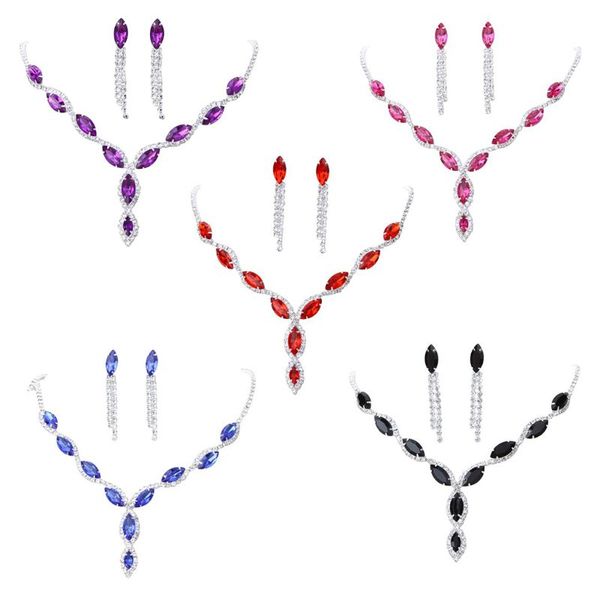

necklace earrings set wedding party jewelry set bright jewerly for women, Silver