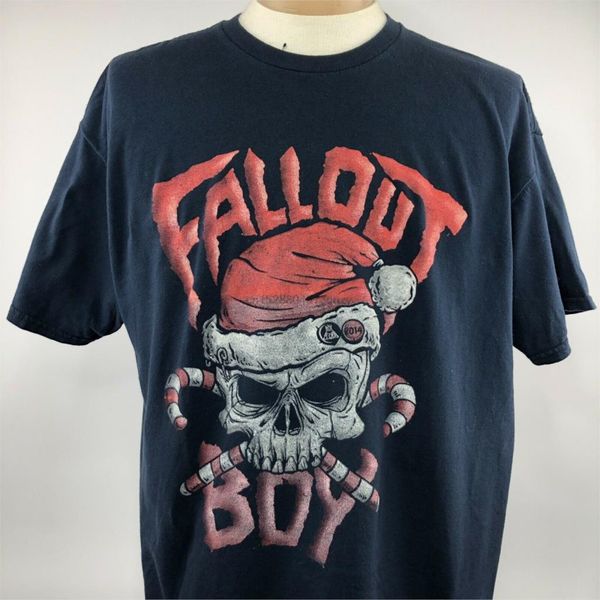 

fall out boy santa christmas 2014 concert shirt black short sleeve tee