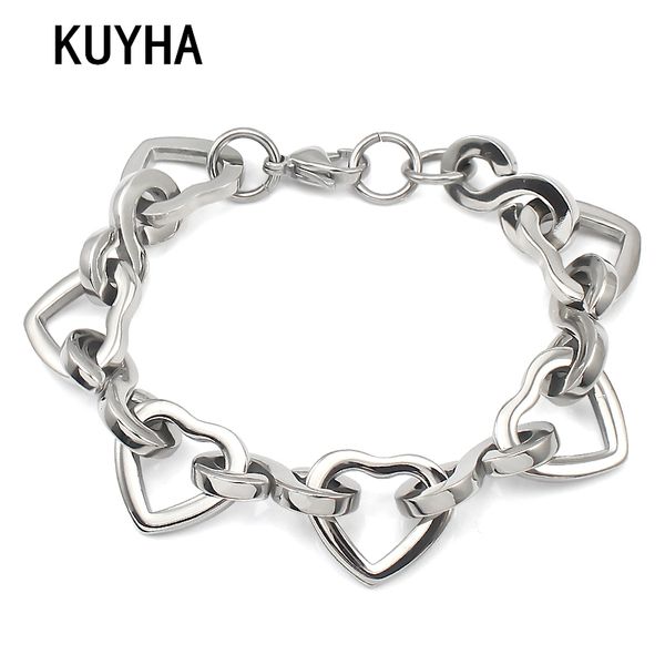 

charm bracelets 20cm bracelet 316l stainless steel femme chain silver color bangle for women jewelry gift men pulseiras, Golden;silver