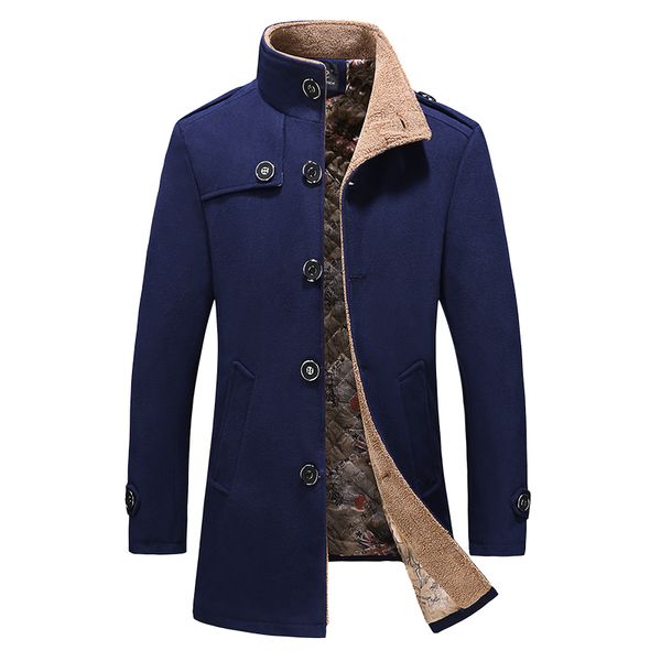 

fashion business casual men warm thicken winter wool trench woolen coat slim windbreaker long jacket outwear plus size m-5xl, Black