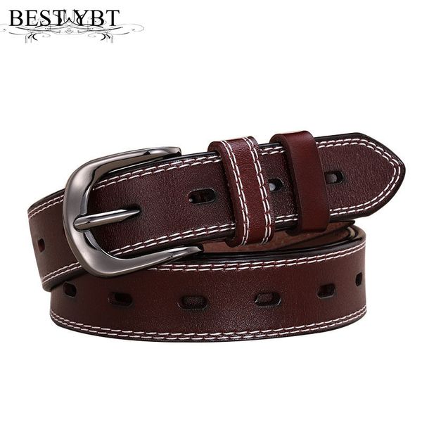 

ybt women belt imitation leather pin buckle belt antique fashion casual wild double line women sale, Black;brown