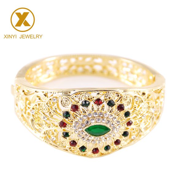 

moroccan style popular engraved cutout pattern bracelet party wedding metal rhinestone bracelet, Black