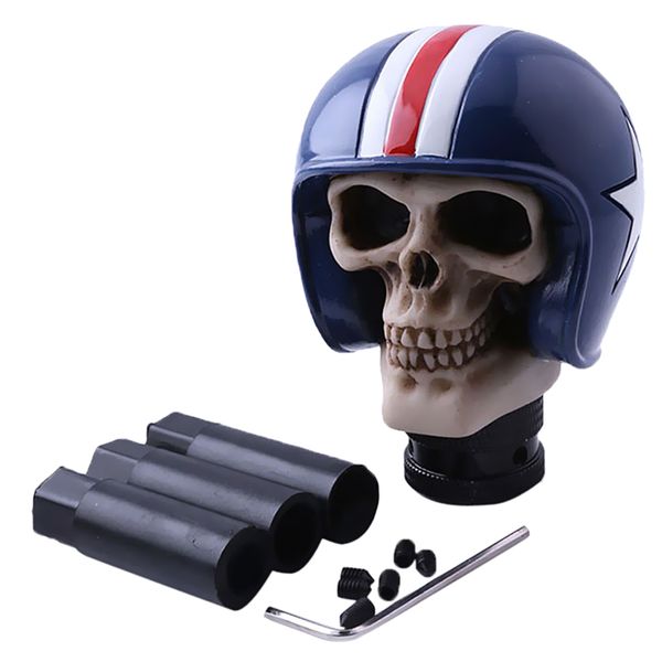 

skull head style universal car truck manual stick gear shift lever knob blue