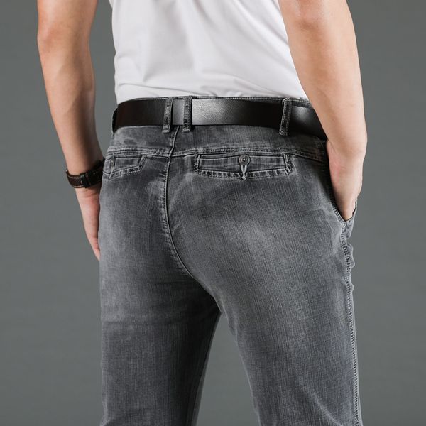 

men's jeans 2021 autumn classic style smoky gray business casual elasticity regular fit jean pants men brand trousers, Blue