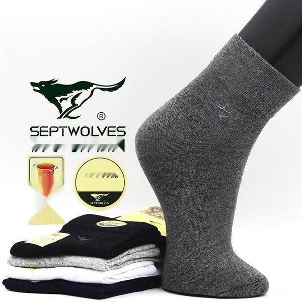 

seven wolves casual cotton and mid-barrel sweat-absorbing men's socks men's autumn and winter cotton loose socks nrqgg, Black