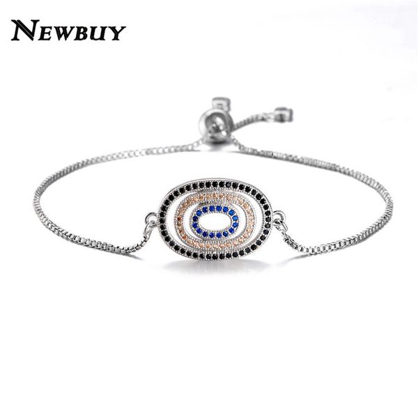 

newbuy trendy geometric bracelets for women copper chain bracelet adjustable + cz jewelry female accessories, Golden;silver