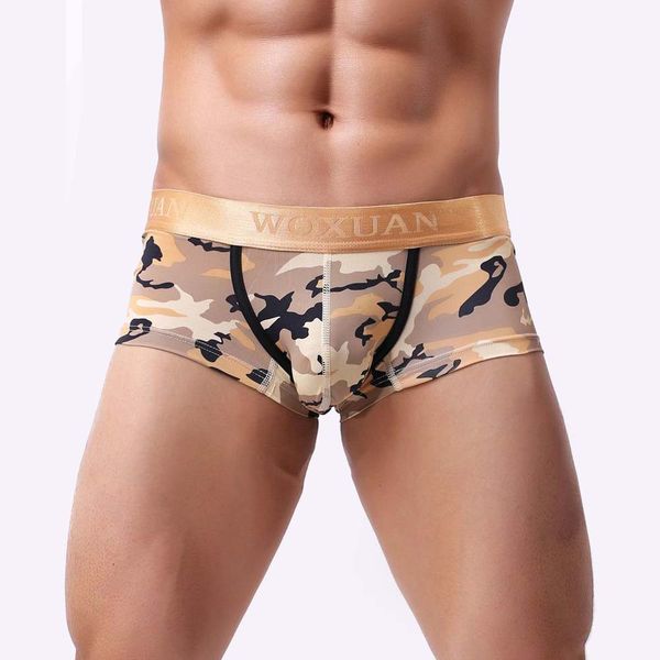 

mens briefs shorts soft underwear bulge pouch camouflage print underpant classic popular cartoon printed men's underwear, Black;white