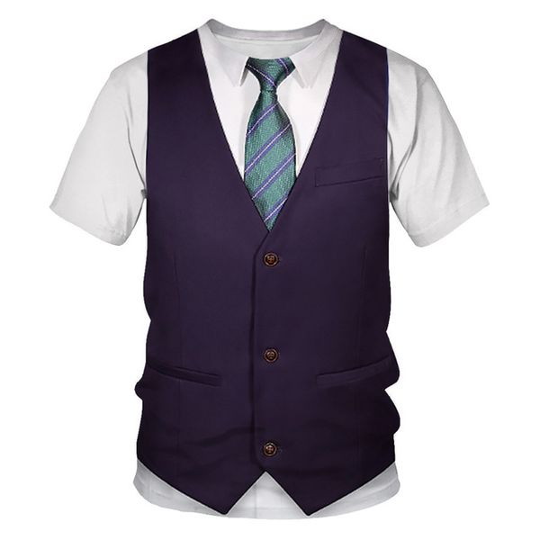 

fake suit vest fake suit tuxedo bow tie men 3d print shirts kawaii funny horror men clothing